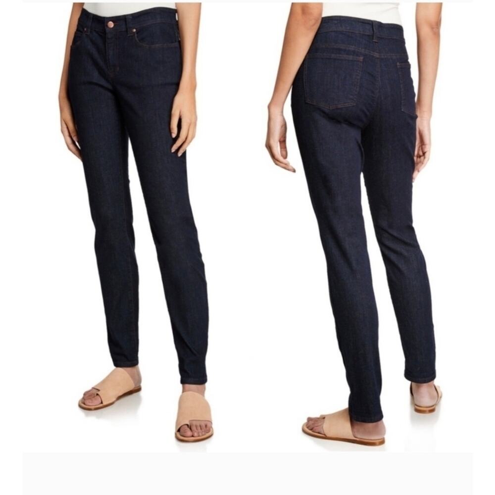 Eileen Fisher Dark Wash Tapered Leg Zippered Ankle Jeans Size 4